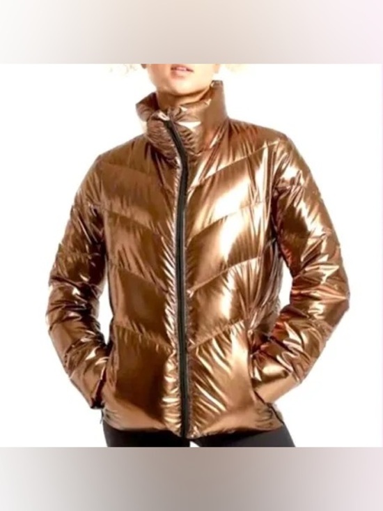 Athleta Jackets & Blazers - Athleta Lofty Metallic Down Puffer Jacket small women’s coat winter gold bronze